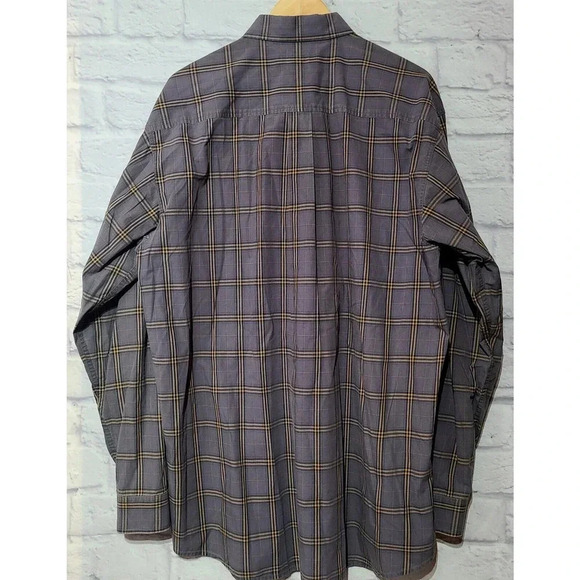 Cinch Button Down Shirt Men's Size XL Gray Yellow Windowpane Plaid Long Sleeves - Picture 2 of 4